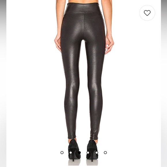 SPANX BLACK FAUX LEATHER HIGH WAISTED FULL LENGTH LEGGING SIZE SMALL - Picture 3 of 10